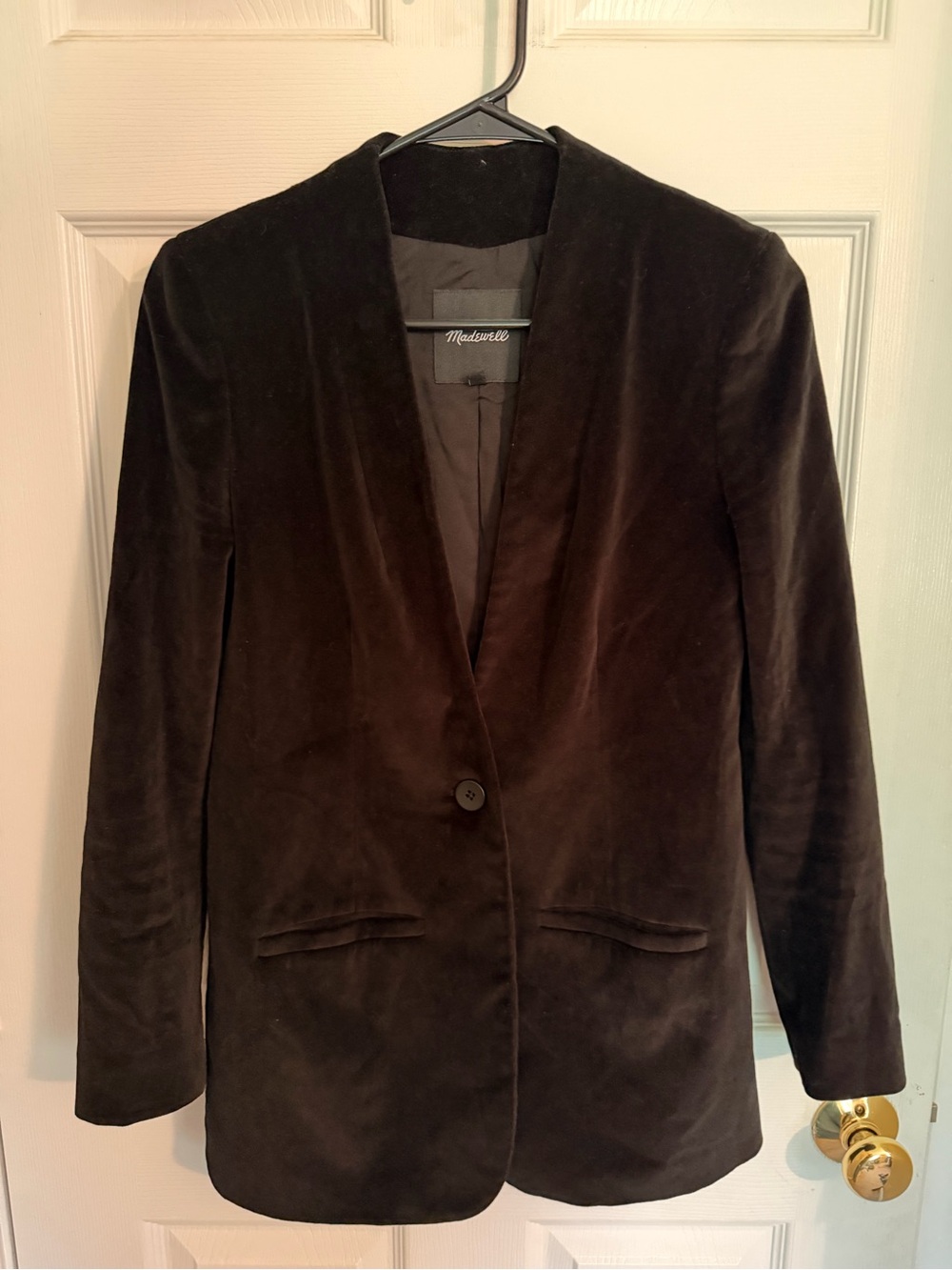 Madewell Chocolate Brown Velvet Single-Button Blazer